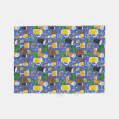 Bier Glass Flasche Hopfen Gerste Muster Blauer Bra Fleecedecke (Vorderseite (Horizontal))