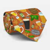 Bier Glass Flasche Hopfen und Gerste Muster Krawatte (Gerollt)