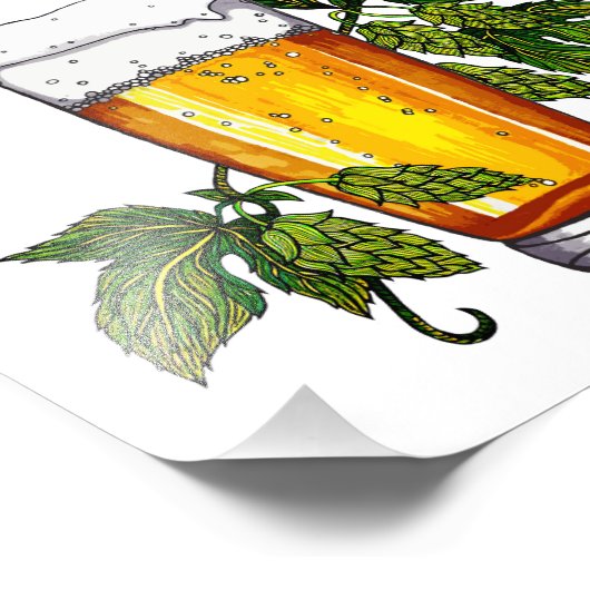 Bier Glass & Hops Fotodruck (Ecke)