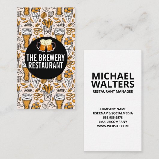 Bier Glass Toast Logo | Brauereisymbole Visitenkarte (Vorne/Hinten)