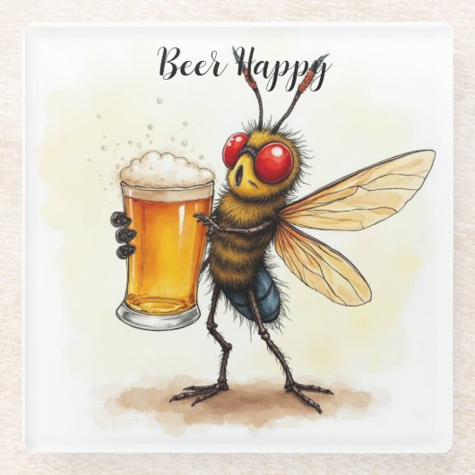 Bier glücklich glasuntersetzer (Vorderseite)