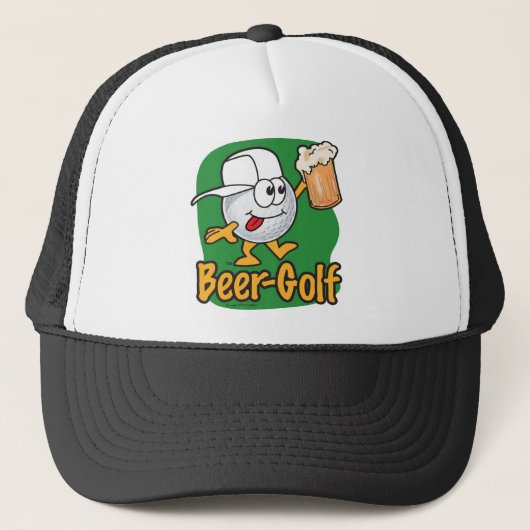 Bier-Golf-betrunkener Cartoon-Golf-Ball Truckerkappe (Vorderseite)