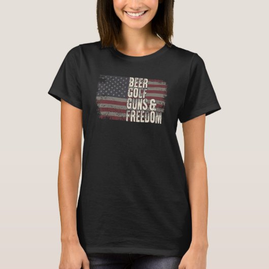Bier Golf Guns Freedom T-Shirt (Vorderseite)