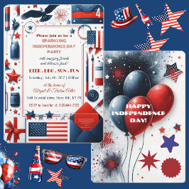 Bier GRILLEN 4. Juli Bald Eagle American Flag Part Einladung