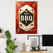 Bier & GRILLEN gemeinsam Poster (Heimbüro)