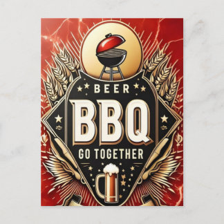 Bier & GRILLEN gemeinsam Postkarte