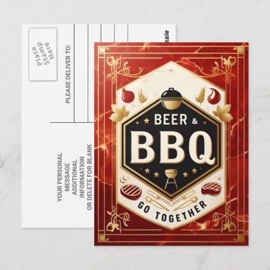 Bier & GRILLEN gemeinsam Postkarte (Vorne/Hinten)
