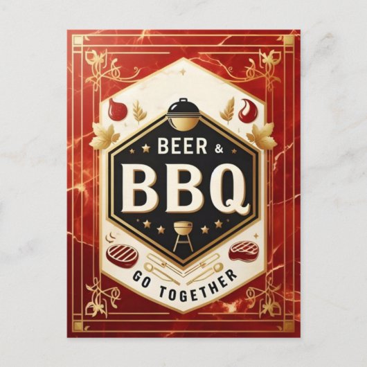 Bier & GRILLEN gemeinsam Postkarte (Vorderseite)