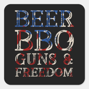 Bier GRILLEN gibt Freiheit Quadratischer Aufkleber