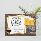 Bier Grillen String Lights DIY Foto Freunden Party Einladung (Stehend Vorderseite)