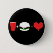 Bier + Hamburger = Liebe Button (Vorderseite)