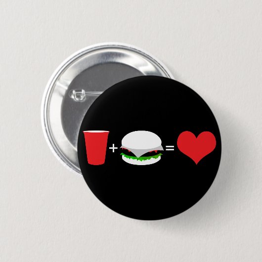 Bier + Hamburger = Liebe Button (Vorne & Hinten)