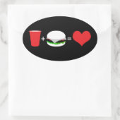 Bier + Hamburger = Liebe Ovaler Aufkleber (Tasche)