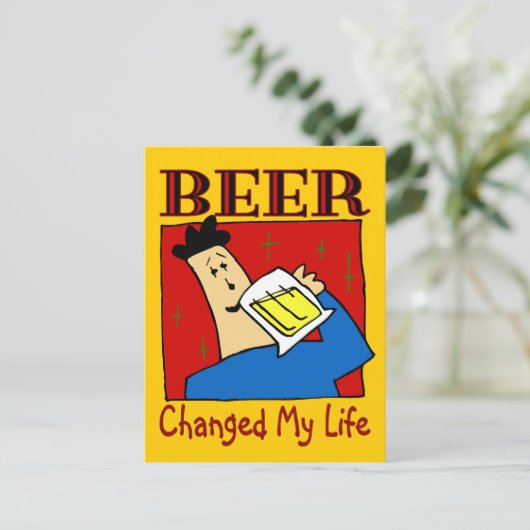 Bier hat mein Leben verändert Postkarte (Stehend Vorderseite)