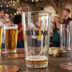 Bier her   Lustige Typografie Pint-Glas Glas