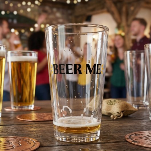 Bier her | Lustige Typografie Pint-Glas Glas