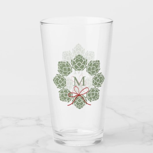 Bier Hops Christmas Monogram Glas (Vorderseite)