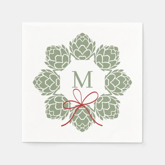 Bier Hops Christmas Monogram Serviette (Vorderseite)