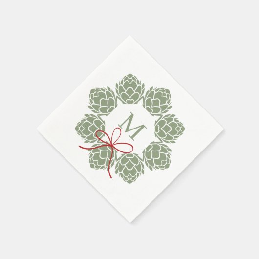 Bier Hops Christmas Monogram Serviette (Ecke)