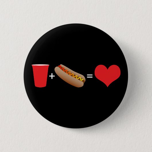 Bier + Hot dogs = Liebe Button (Vorderseite)