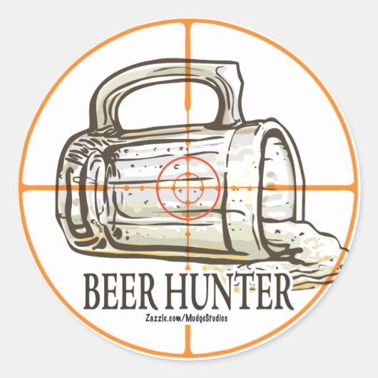 Bier Hunter Runder Aufkleber (Vorderseite)