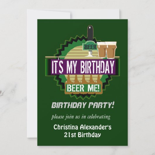 Bier ich Geburtstags-Party Einladungen (Vorderseite)