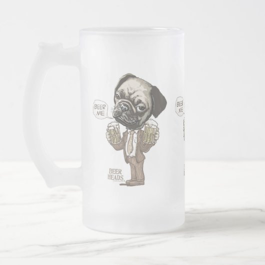 Bier ich Mops durch Mudge Studios Mattglas Bierglas (Links)