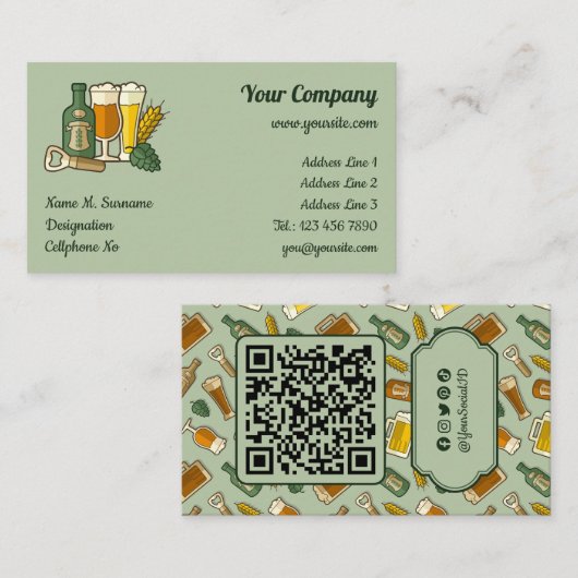 Bier Icons Business Card Visitenkarte (Vorne/Hinten)