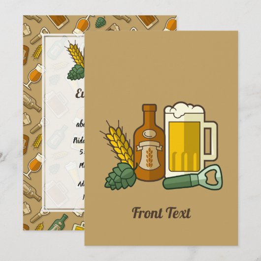 Bier Icons Einladung (Vorne/Hinten)