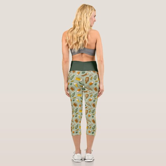 Bier Icons Muster Capri Leggings (Rückseite)