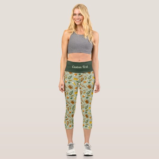 Bier Icons Muster Capri Leggings (Vorderseite)