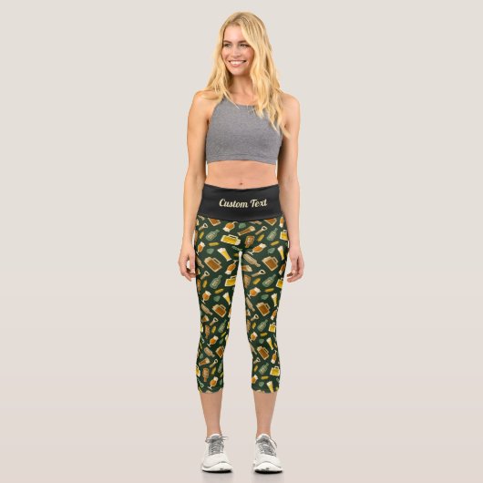 Bier Icons Muster Capri Leggings (Vorderseite)