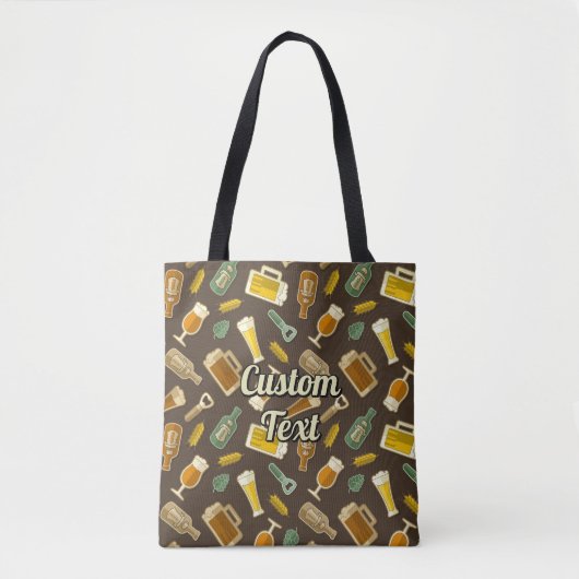 Bier Icons Muster Tote Tasche (Vorderseite)
