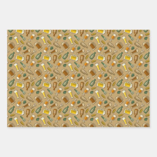 Bier Icons Muster Wrapping Paper Sheets Geschenkpapier Set (Vorderseite 2)