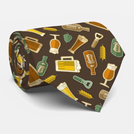 Bier Icons Pattern Neck Tie Krawatte (Gerollt)
