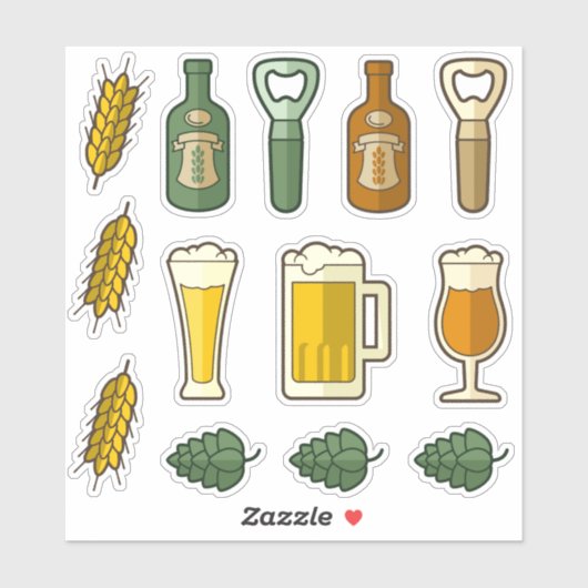 Bier Icons Sticker Set (Blatt)