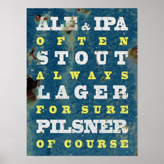 Bier immer. Vintages Bierposter. Bier Poster (Vorne)