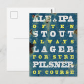 Bier immer. Vintages Bierposter. Bier Postkarte (Vorne/Hinten)