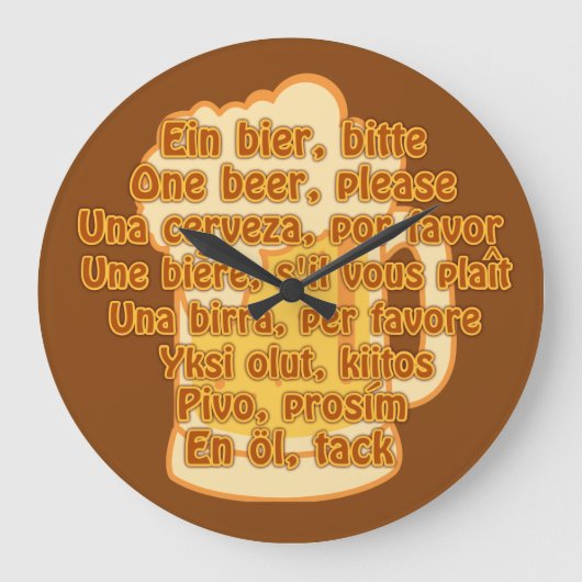 BIER in Sprachen benutzerdefinierte Wanduhr (Vorderseite)