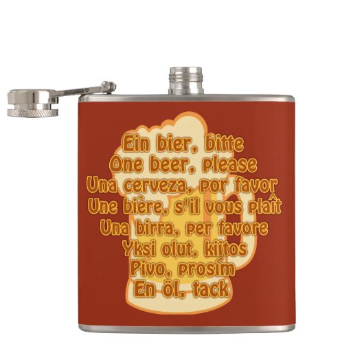 BIER in Sprachen Flachmann (Geöffnet)