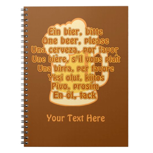 BIER in Sprachen für ein benutzerdefiniertes Noteb Notizblock (Vorderseite)