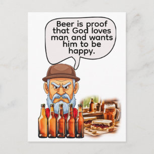 Bier ist der Beweis dafür, dass Gott den Menschen Postkarte