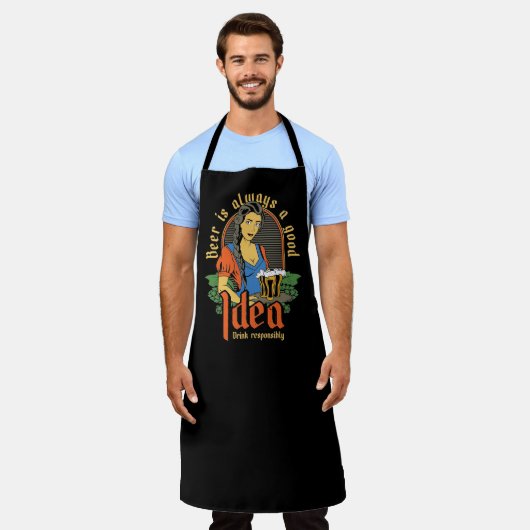 Bier ist immer eine gute Idee Spaß Barkeeper Schür Schürze (Getragen)