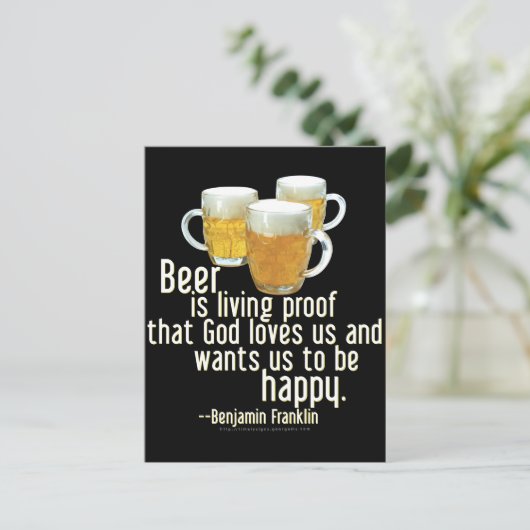 Bier ist Proof (Franklin) Postkarte (Stehend Vorderseite)