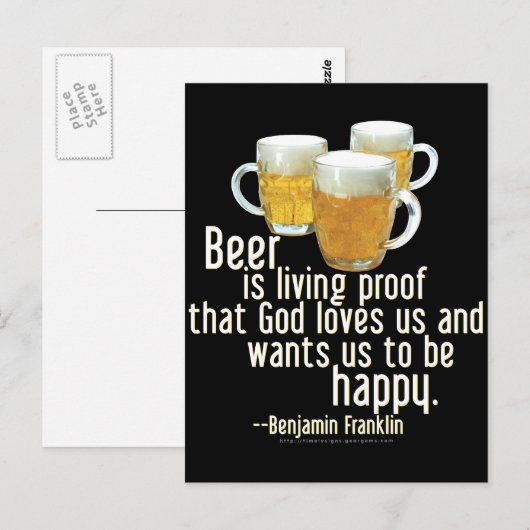 Bier ist Proof (Franklin) Postkarte (Vorne/Hinten)