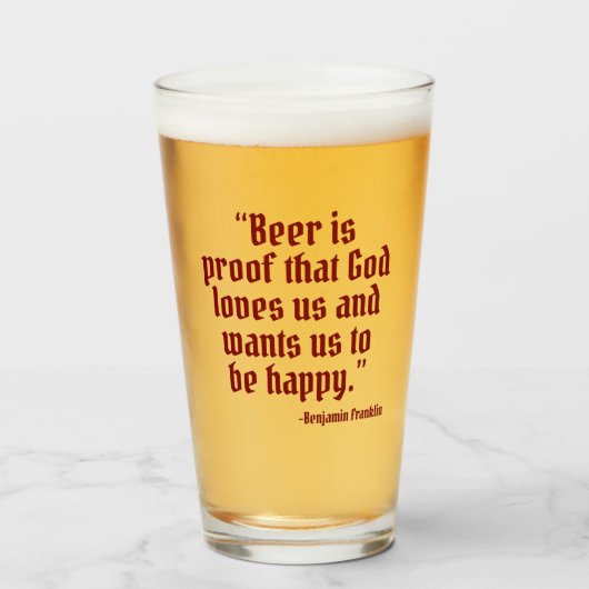 Bier ist Proof Funny Beer Quote Glas (Vorne (Gefüllt))