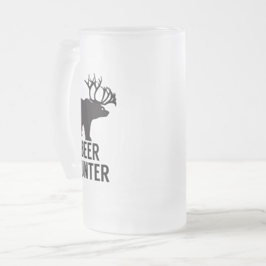 Bier-Jäger-Bärn-liebes Korn-Karibu-lustiger Humor Mattglas Bierglas (Vorderseite Links)