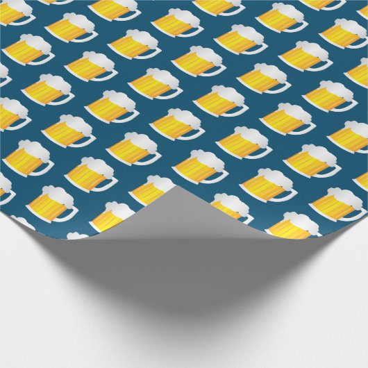Bier Jug Muster auf blau Geschenkpapier (Ecke)