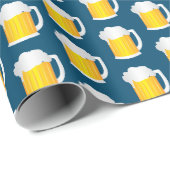 Bier Jug Muster auf blau Geschenkpapier (Rolleneckpunkt)