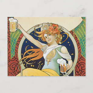 Bier Jugendstil Postkarte